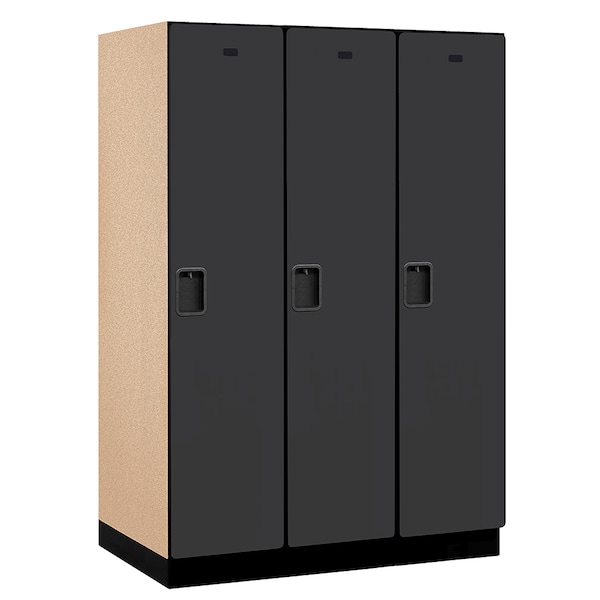 1 Tier Designer Locker, 54"Wx76"Hx24"D, 3 Door, Black